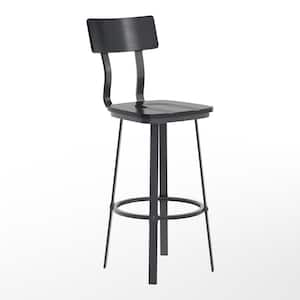 Flint Series Commercial Grade 30 in. Metal Black Restaurant Barstool with Wood Seat and Back and Black Powder Coat Frame