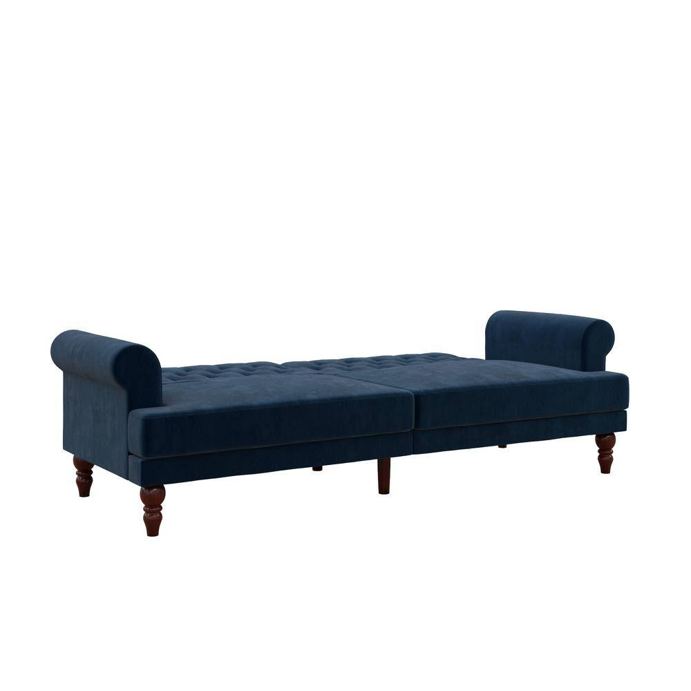 Cassidy Blue Velvet Twin Tufted Convertible Sofa Bed