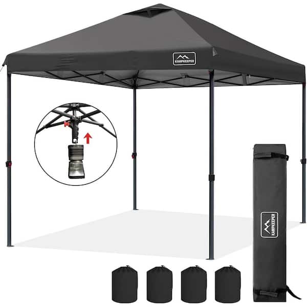 Unbranded Black 10  ft. x 10  ft.  Pop Up Canopy Tent, with 3 Adjustable Heights, Wheeled Carry Bag, 8 Stakes and 4 Ropes