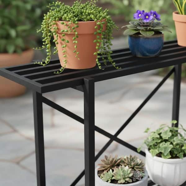 440 LBS Capacity 2-Tier Metal Plant Stand Indoor Outdoor AL1YF110