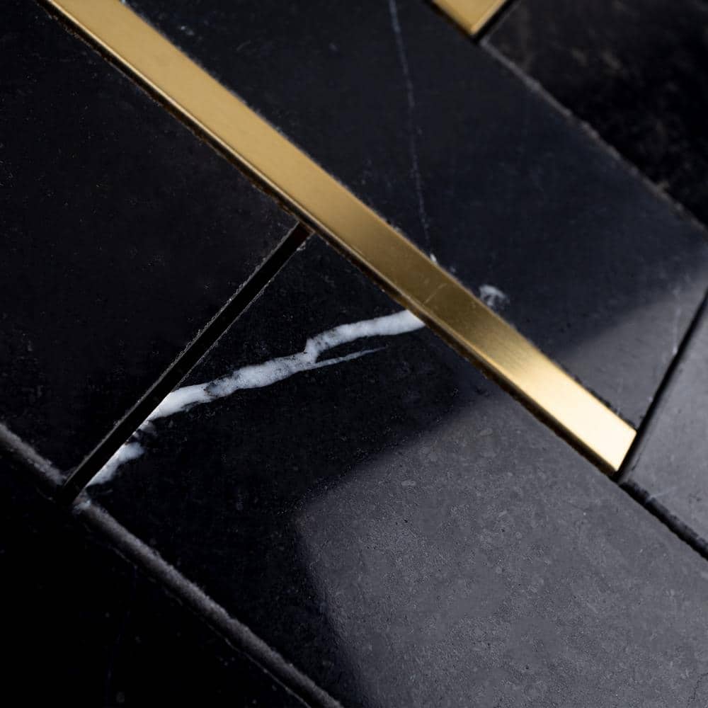 Bianco 12x12 Black and Gold Marble Brick Joint Mosaic Tile
