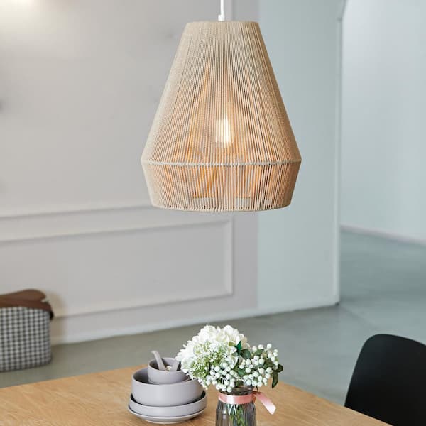 Grant 1-Light Twine and Matte White Pendant Lighting