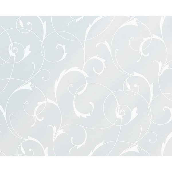 Fablon 35.43 in. x 59 in. Scroll Flower Static Window Film