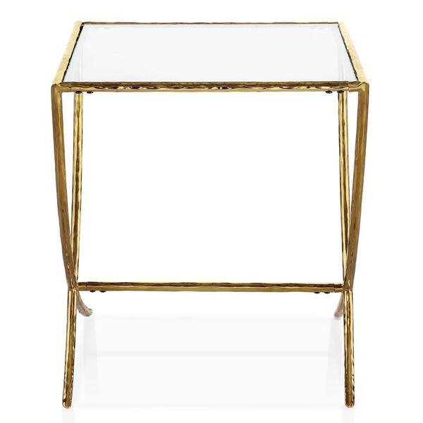 Furniture of America Zayen 24 in. Modern Gold Hammered Stainless