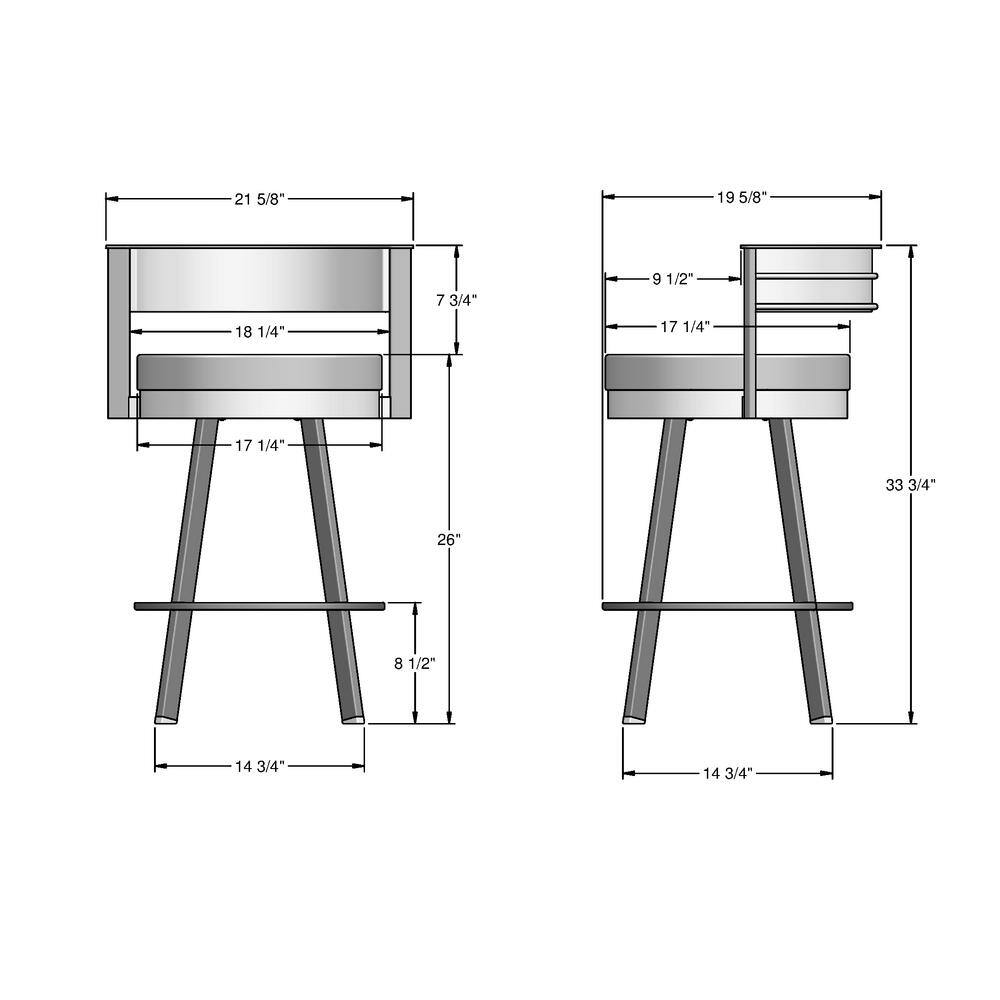 Charcoal Gray Metal Swivel Counter Height Barstool