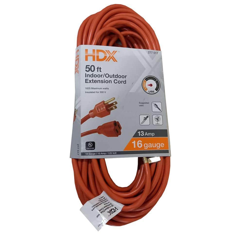 50 ft. x 16/3 Gauge Indoor/Outdoor Extension Cord, Orange