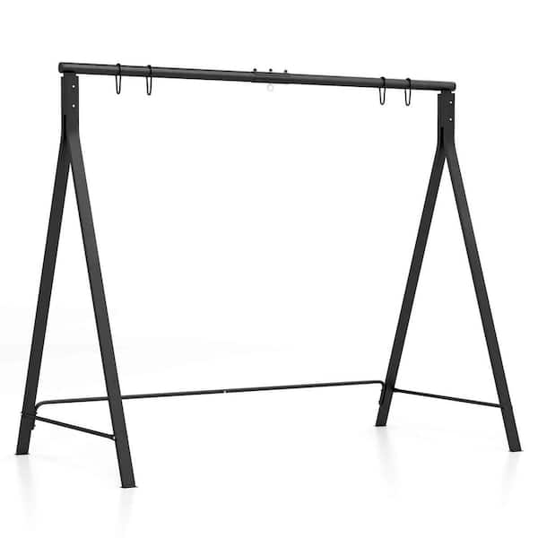 Costway Outdoor Porch Swing Frame 5.7 ft. Metal Hammock Stand in Black