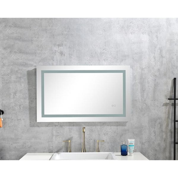 HBEZON 40 in. W x 24 in. H Rectangular Frameless Anti-Fog Wall Mount Bathroom Vanity Mirror in Backlit Light