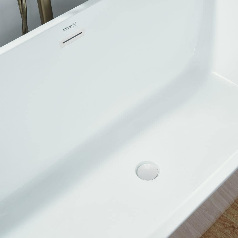 Pure White 59" Acrylic Freestanding Soaking Bathtub