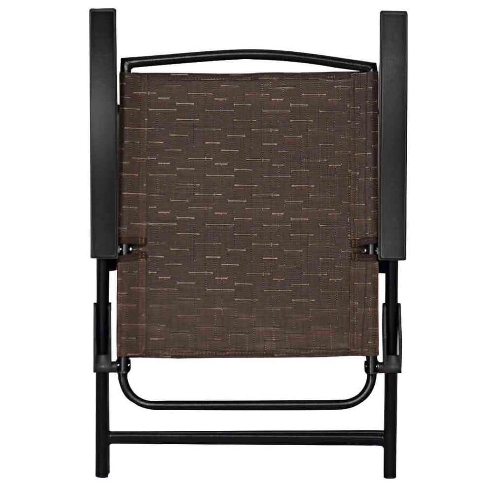 Brown and Black Adjustable Steel Folding Patio Chairs, Set of 4