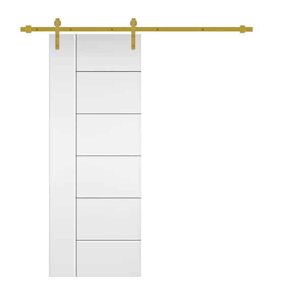 CALHOME Metropolitan 30 in. x 80 in. in White Stained Composite MDF Paneled Interior Sliding Barn Door with Hardware Kit