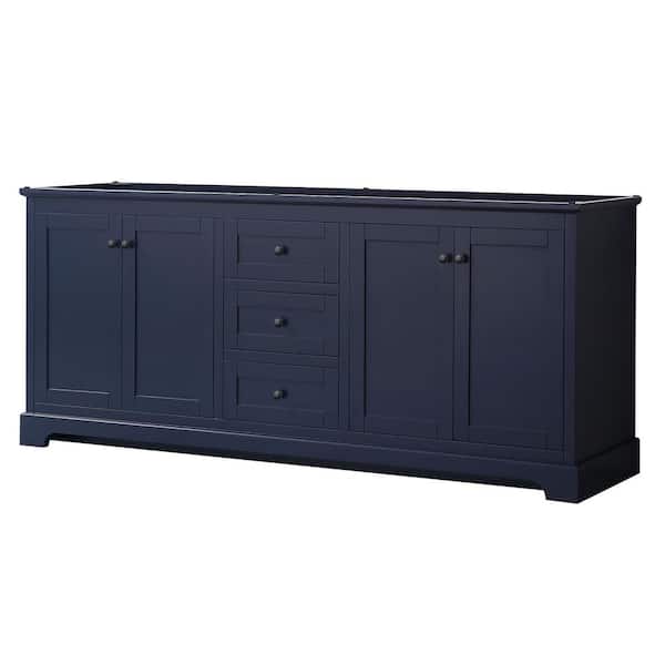 Wyndham Collection Avery 79 in. W x 21.75 in. D x 34.25 in. H Double Bath Vanity Cabinet without Top in Dark Blue