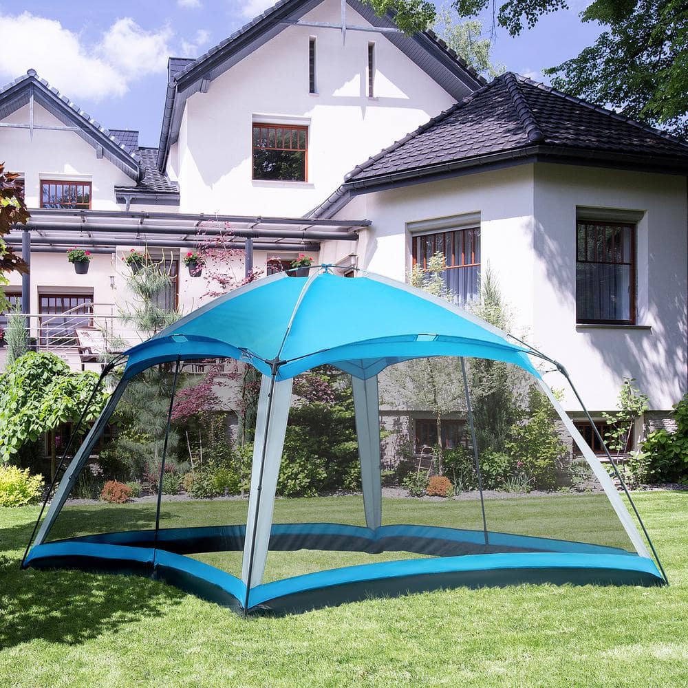 Sky Blue 12' x 12' Mesh Screen House Tent for 8 People