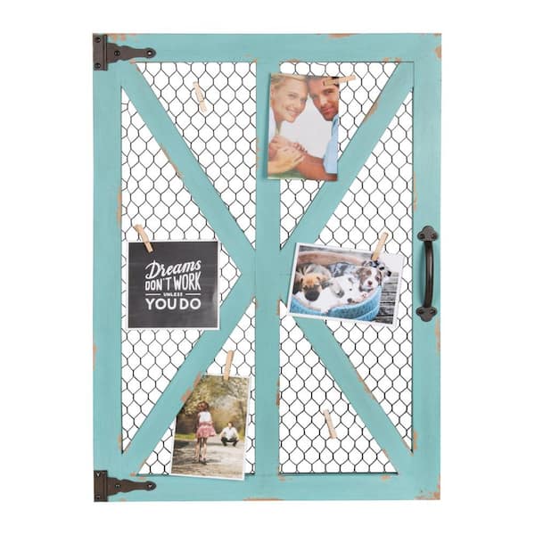 Kate and Laurel Wickett 20 in. x 27.5 in. Teal Collage Picture Board