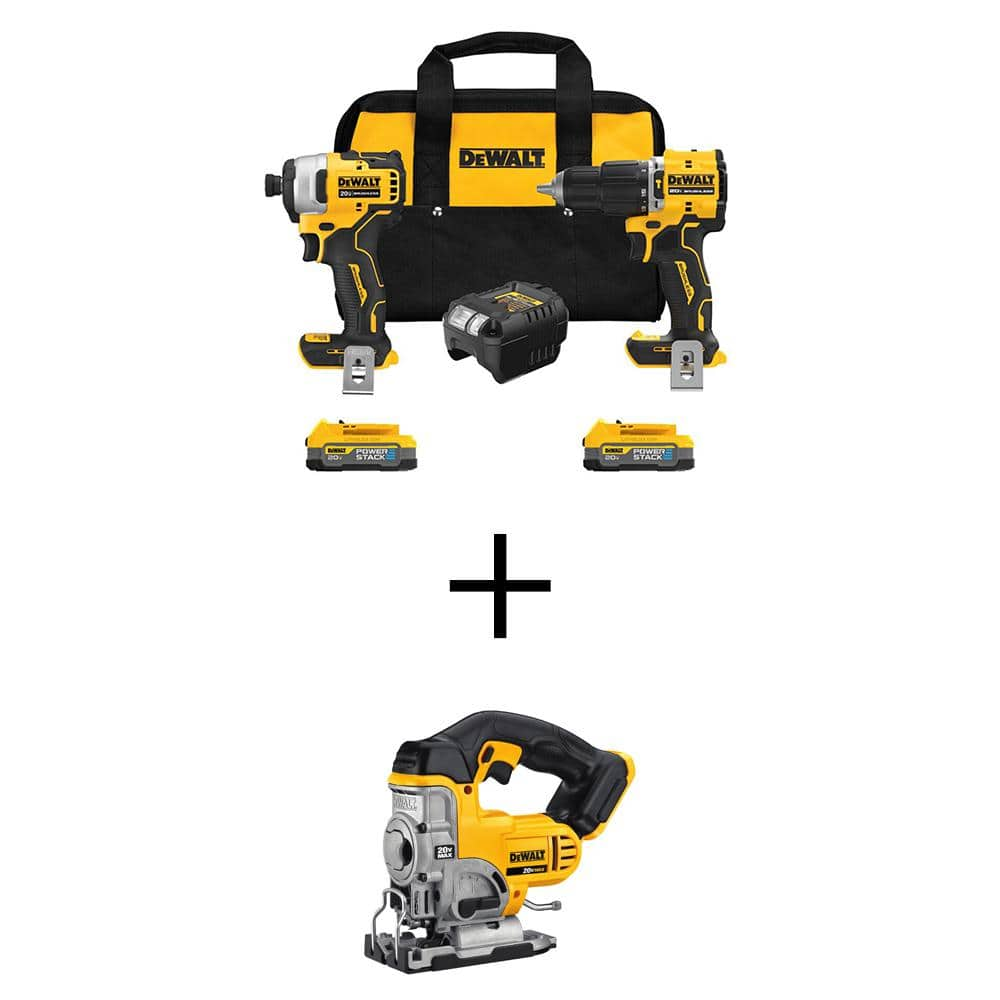 20V MAX Lithium-Ion Cordless 2-Tool Combo Kit and 20V MAX Cordless Jig Saw with (2) POWERSTACK 1.7Ah Batteries & Charger -  DEWALT, DCK226E2WCS331B