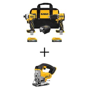 20V MAX Lithium-Ion Cordless 2-Tool Combo Kit and 20V MAX Cordless Jig Saw with (2) POWERSTACK 1.7Ah Batteries & Charger