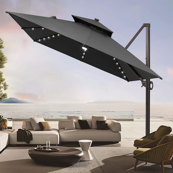 10ft solar led 360-degree rotating cantilever offset patio umbrella w/tilt Tangkula with Base Included, Outdoor Umbrella with 32 Lights, 360 Degree Rotation, Crank Handle for Pool Deck Garden Backyard (Tan) : Patio, Lawn & Garden Is it an umbrella for any occasion 10ft solar led cantilever offset