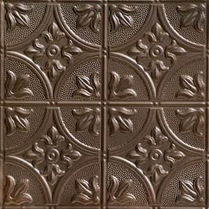 Tiptoe Bronze 2 ft. x 2 ft. Decorative Tin Style Nail Up Ceiling Tile (48 sq. ft./Case)