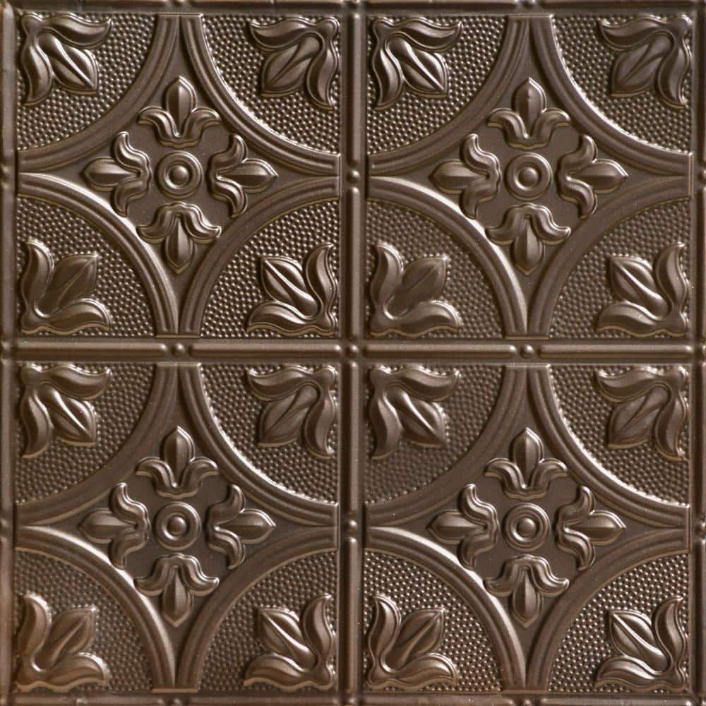 FROM PLAIN TO BEAUTIFUL IN HOURS Tiptoe Bronze 2 ft. x 2 ft. Decorative Nail Up Tin Ceiling Tile (24 sq. ft. /Case)