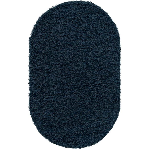 Unique Loom Solid Shag Sapphire Blue 3 ft. 3 in. x 5 ft. 3 in. Area rug