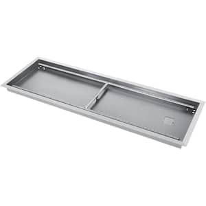 Stainless Steel Linear Trough Fire Pit Pan and Burner 49 x 16 in. Fire Pit Pan 185 K BTU Built-in Fire Pit Burner Pan