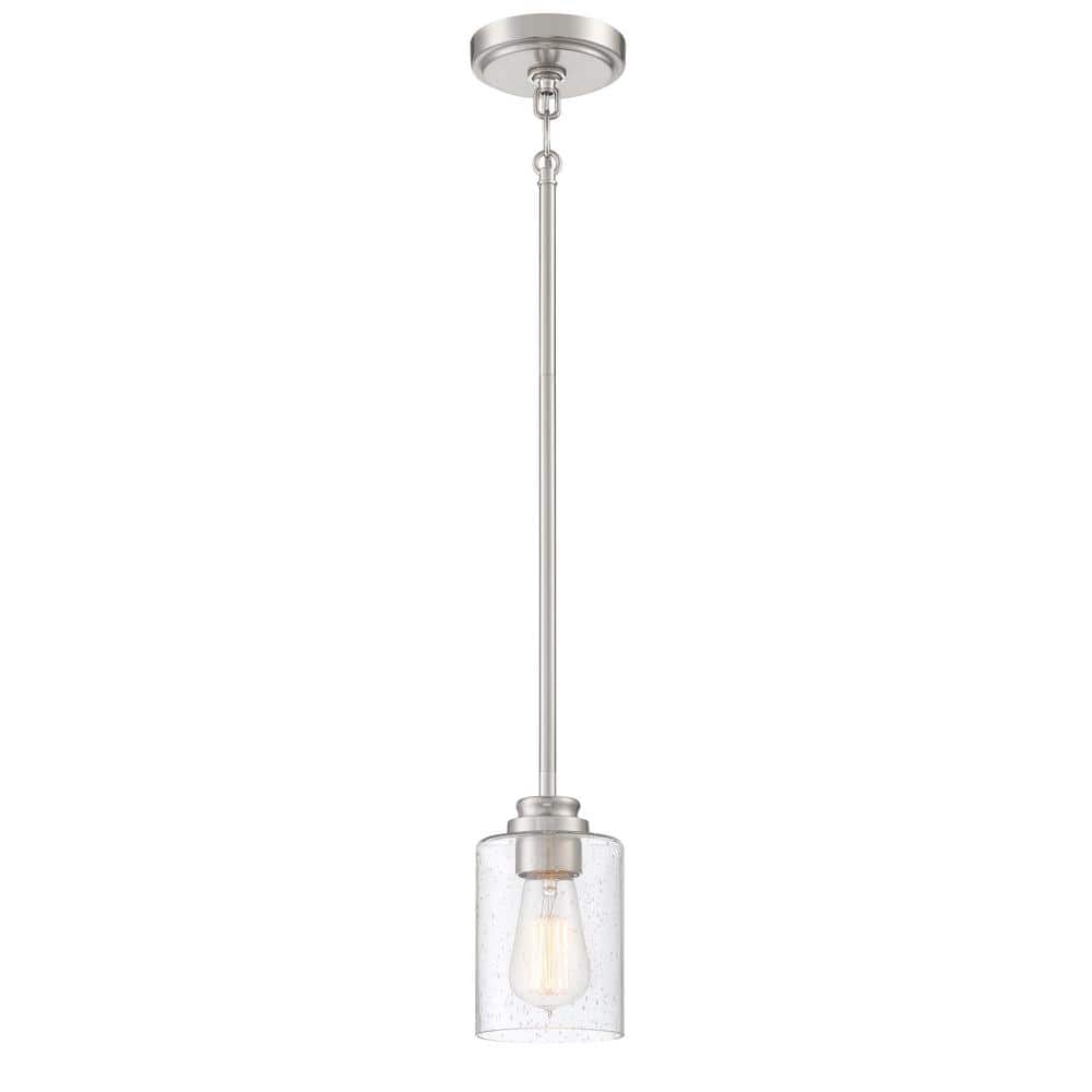 Elegant 5" Mini Pendant in Brushed Polished Nickel with Clear Glass Shade