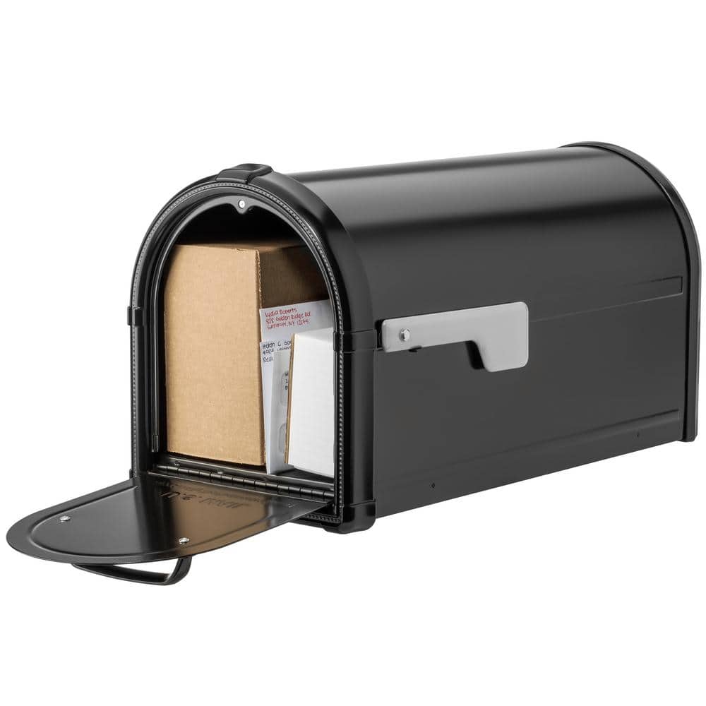 Hillsborough Black Large Aluminum Post Mount Mailbox