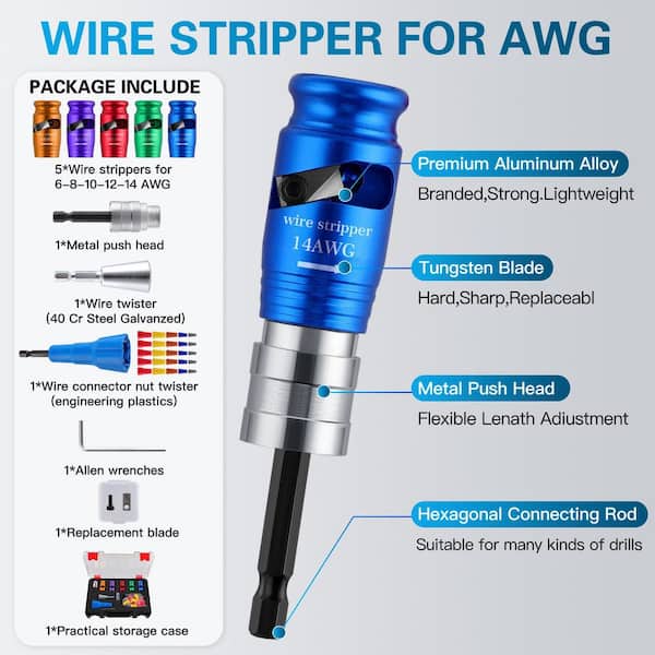 Vrbgify Wire Twister Tool for Drill for 6/8/10/12/14 AWG, 10 in 1