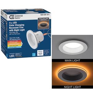 4 in. Color Selectable CCT Integrated LED Recessed Light Trim with Night Light Feature 625 Lumens Dimmable