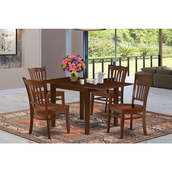 East West Furniture 5-Piece Mahogany Finish Solid Wood Top - Dining Room Set - Seats 4