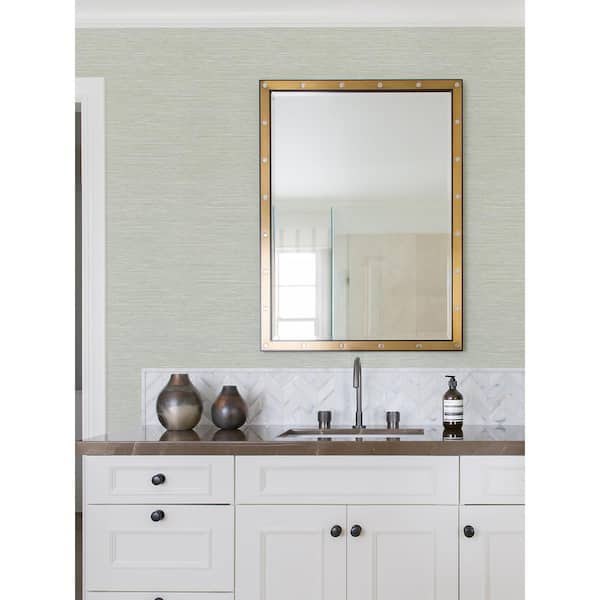 Cantor Light Green Faux Grass Cloth Wallpaper Sample