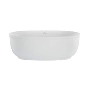 COSI 67 in. Acrylic Freestanding Flatbottom Center Drain Soaking Bathtub in White with White Drain