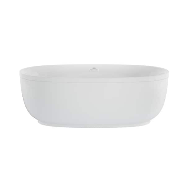 JACUZZI COSI 67 in. Acrylic Freestanding Flatbottom Center Drain Soaking Bathtub in White with White Drain