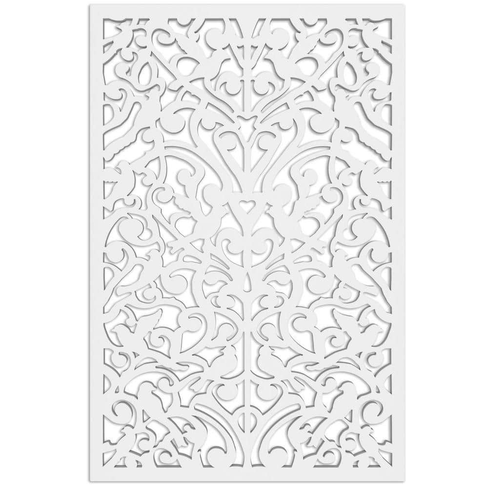 Ginger Dove 4 ft. x 32 in. White Vinyl Decorative Screen Panel
