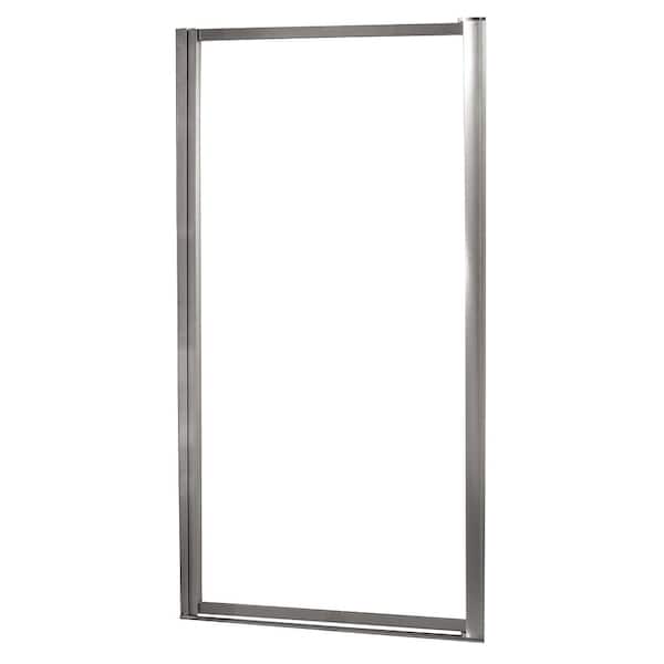 Foremost Tides 25 in. W x 65 in. H Pivot Framed Shower Door/Enclosure in Brushed Nickel Finish with Clear Glass