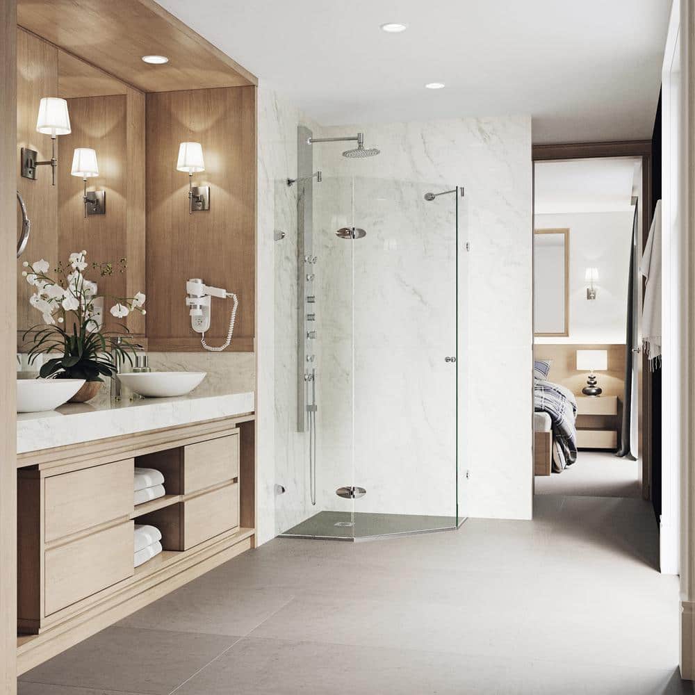 Verona 42" Frameless Neo-Angle Shower Enclosure with Brushed Nickel Hardware