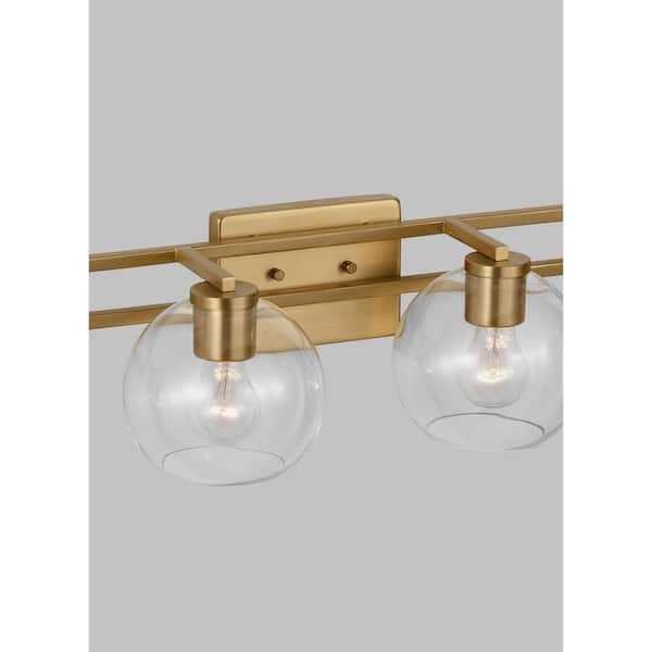 Generation Lighting - Codyn 40 in. 4-Light Satin Brass Vanity Light with Clear Glass Shades