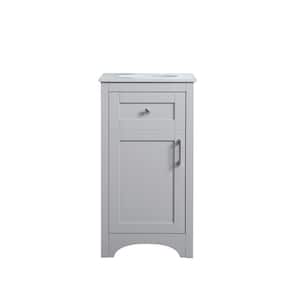 Simply Living 18 in. W x 19 in. D x 34 in. H Bath Vanity in Grey with Calacatta White Engineered Marble Top