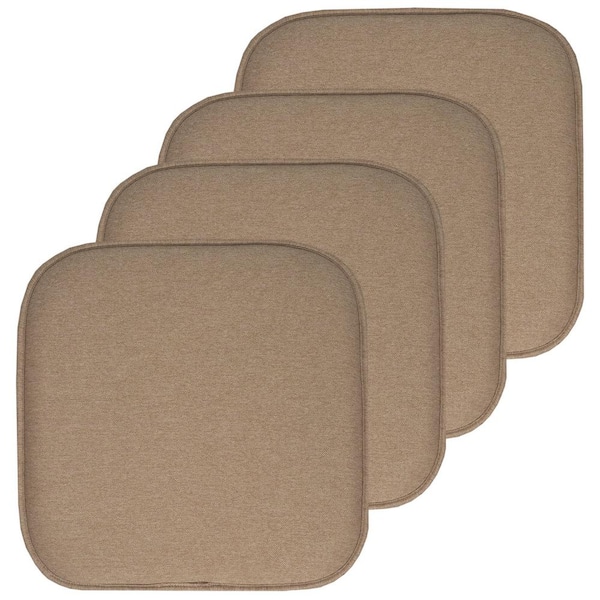 Sweet Home Collection Charlotte Jacquard Square Memory Foam 16 in.x16 in. Non-Slip Back, Chair Cushion (4-Pack), Taupe