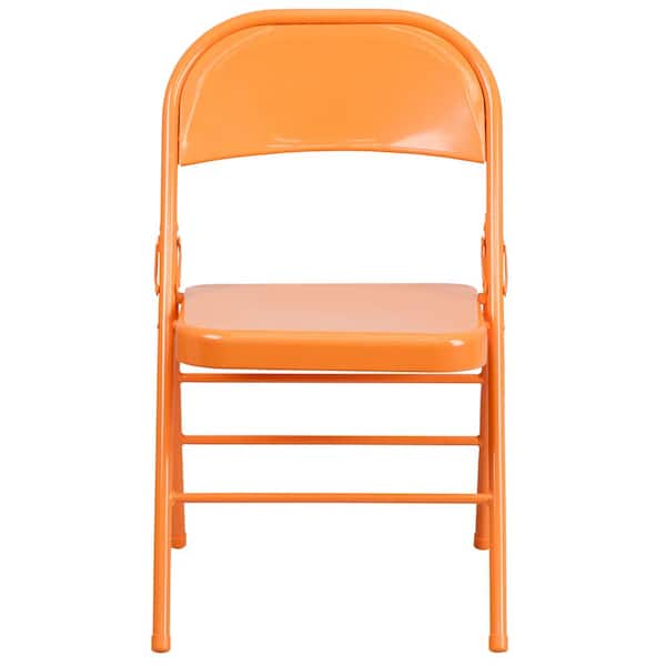 Carnegy Avenue Orange Marmalade Metal Folding Chair (4-Pack)