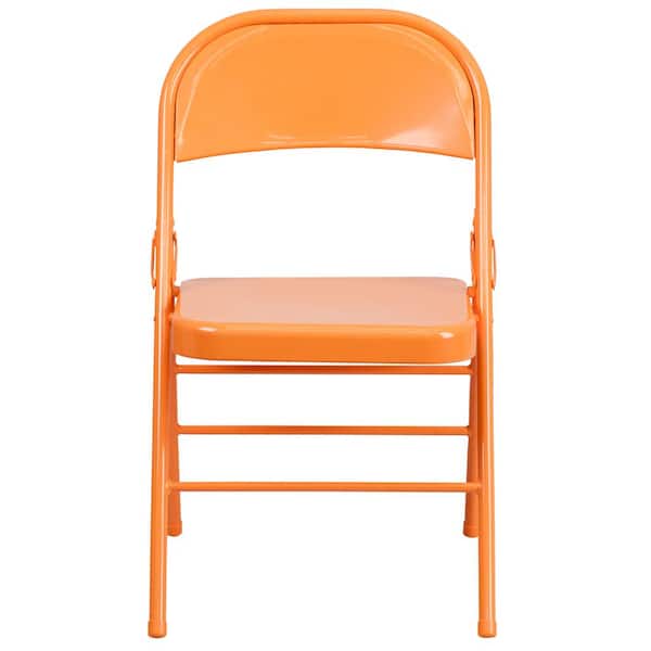 Flash Furniture Orange Marmalade Metal Folding Chair (4-Pack)
