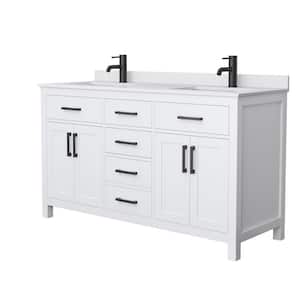Beckett 60 in. W x 22 in. D x 35 in. H Double Sink Bath Vanity in White with White Cultured Marble Top