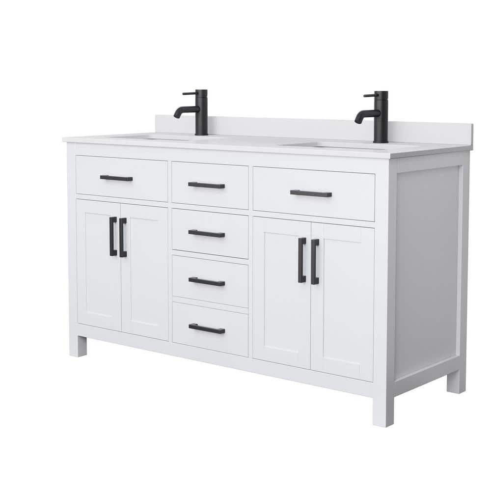 Beckett 60" White Double Bathroom Vanity with Marble Top