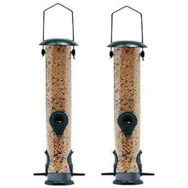 Ashman Online Ashman Bird Feeder Green Color (2-Pack), Metal Top and Bottom, Spacious Design, Attractive and Long Lasting
