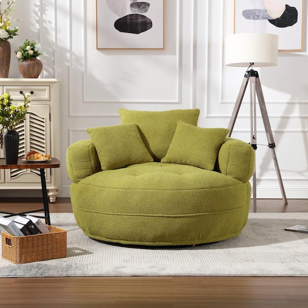 Soft Round Design Pouf for Living Room in Modern Chenille