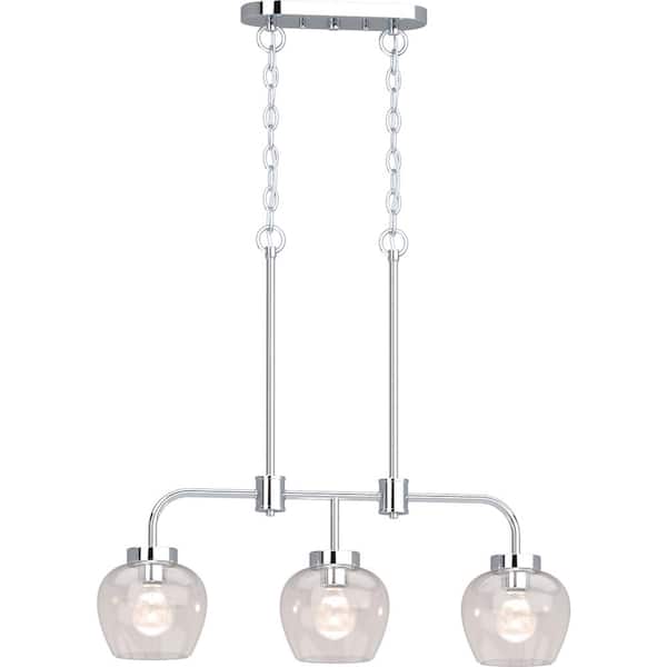 Volume Lighting Aria 3-Light Polished Nickel Indoor Hanging Chandelier with Clear Glass Shade