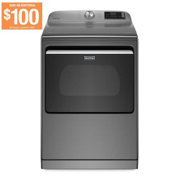Maytag 7.4 cu. ft. 240-Volt Smart Capable Metallic Slate Electric Vented Dryer with Hamper Door and Steam, ENERGY STAR 0