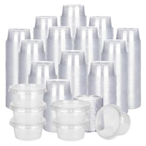 400-Pack 2 oz. Clear Plastic Food Storage Portion Cups with Lids for Condiments, Jello Shots, Sauces, Snacks