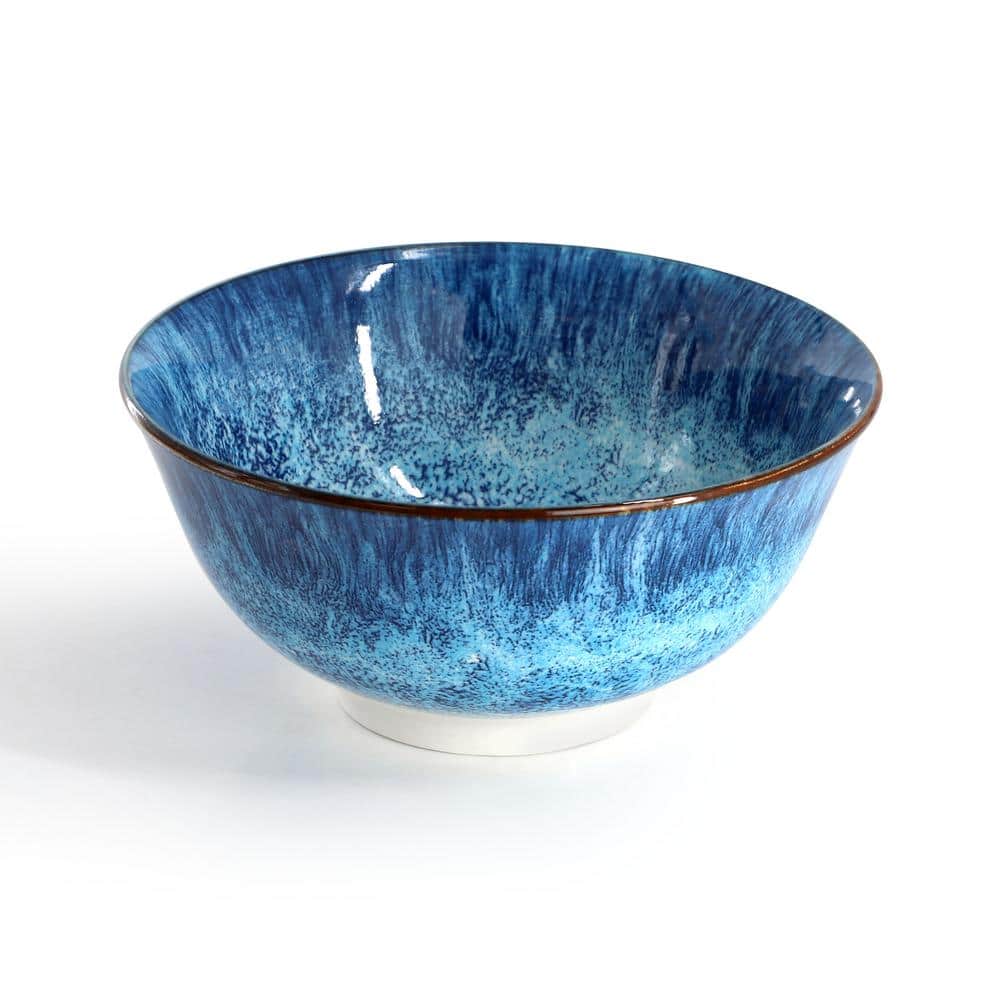 Elama Oceanus 16 Piece Blue Porcelain Dinnerware Set
