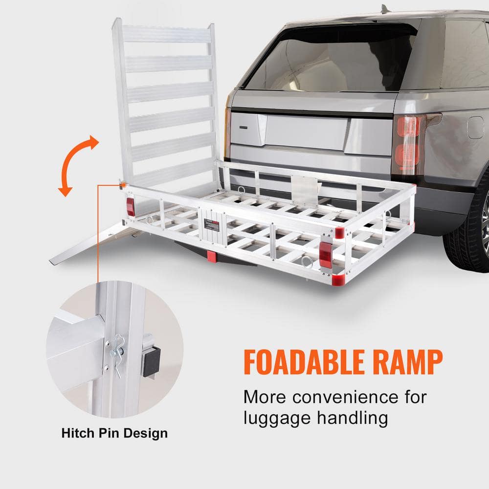 VEVOR Aluminum Hitch Cargo Carrier with Folding Ramp for Vans and Trucks